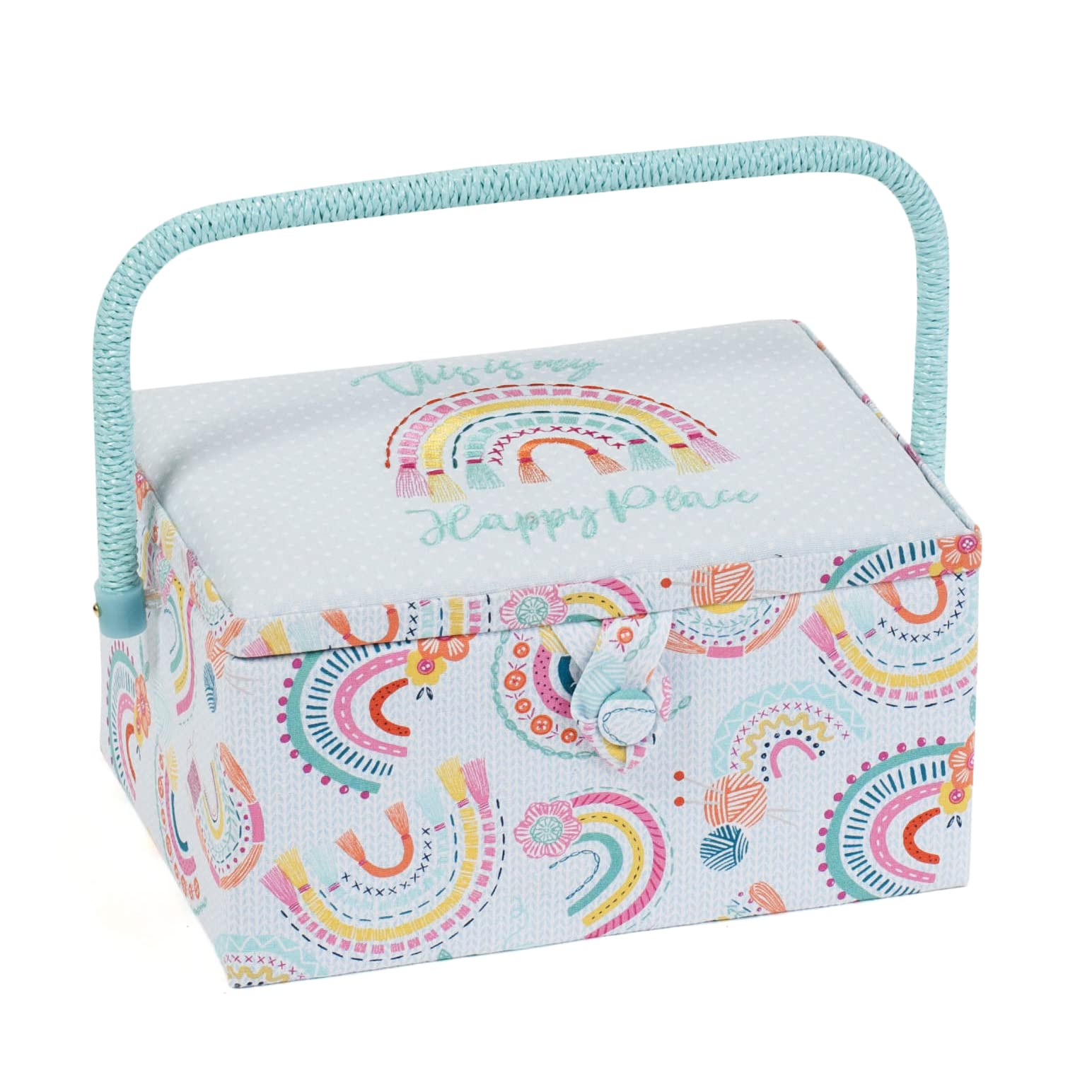 Hobby Gift Medium Sewing Box – Embroidered Rainbow Craft Storage