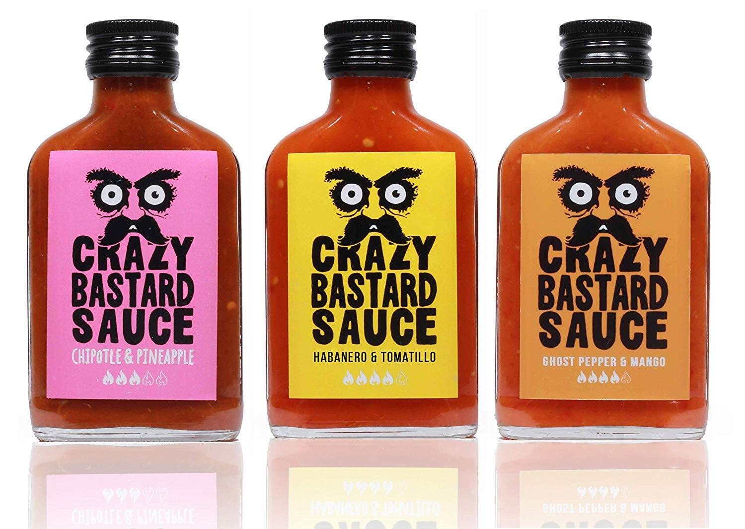 Crazy Bastard Sauce Hot Chili Gift Set - 3 Pack Gourmet Hot Sauces