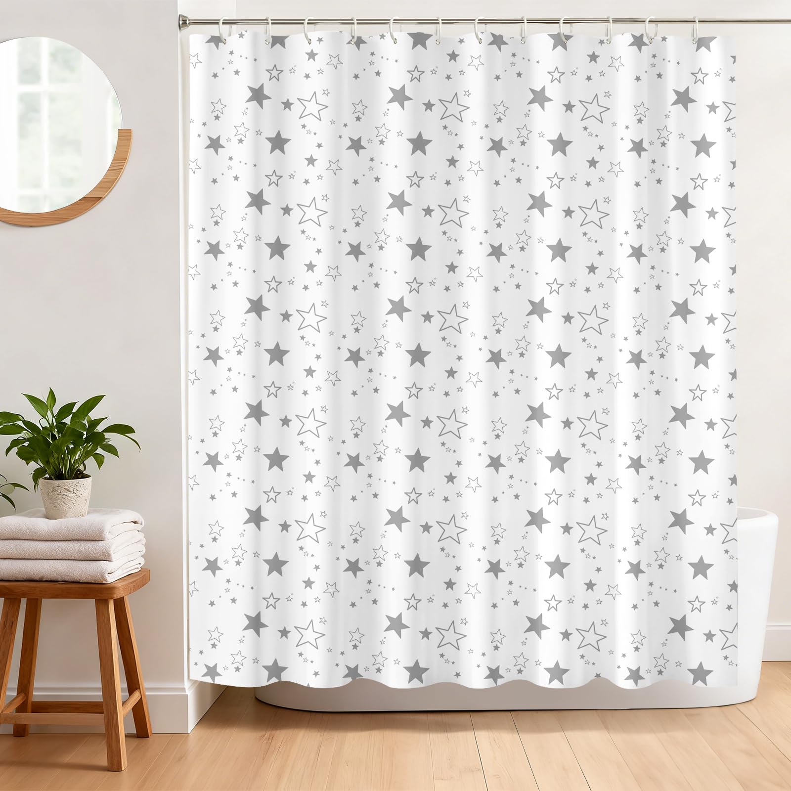 Breasome Starry Shower Curtain | Gray Polyester Waterproof Bath Decor