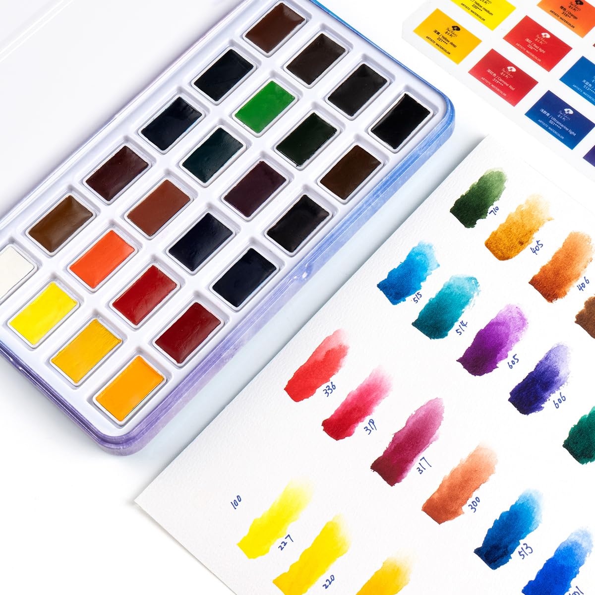 Paul Rubens 24 Color Watercolor Paint Set | Portable Blue Metal Case