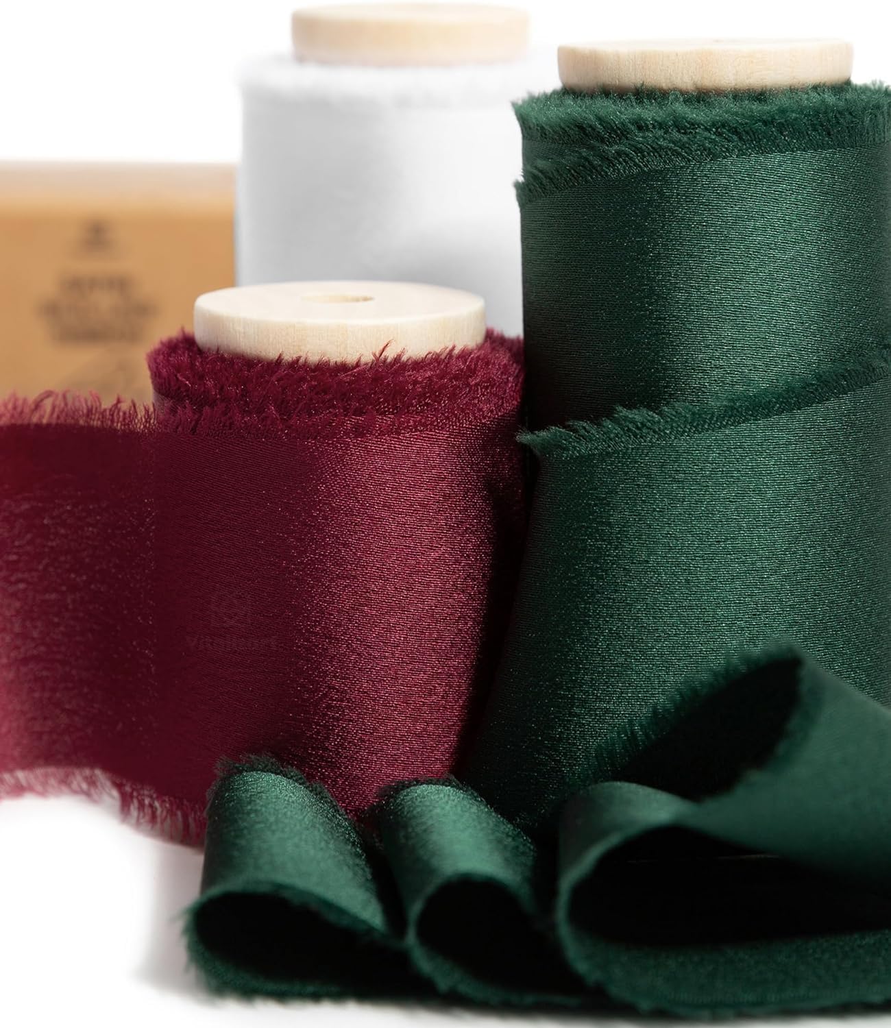 Vitalizart Christmas Silky Satin Ribbon – 1.5" x 15 Yard Handmade Fringe