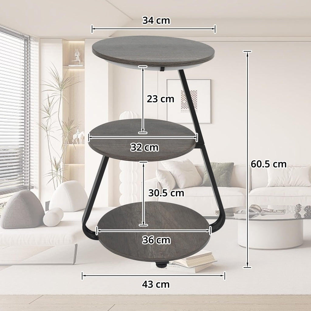ARTETHYS Side Table, Small Round Coffee Table, Grey