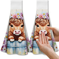 CUTHOLLOW Highland Cow Hanging Kitchen Towels | Microfiber Dish Towels, Set of 2