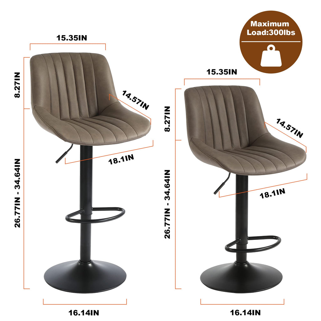 Youhauchair Swivel Bar Stool | Adjustable PU Leather Counter Stool, Brown