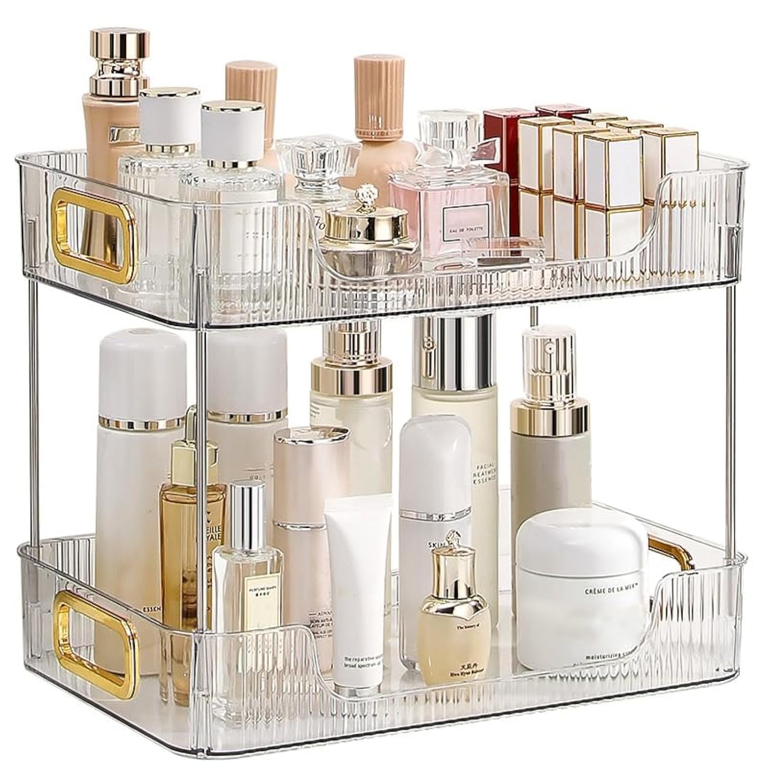 CESTATIVO 2-Tier Bathroom Counter Organiser | Clear PET Vanity Tray