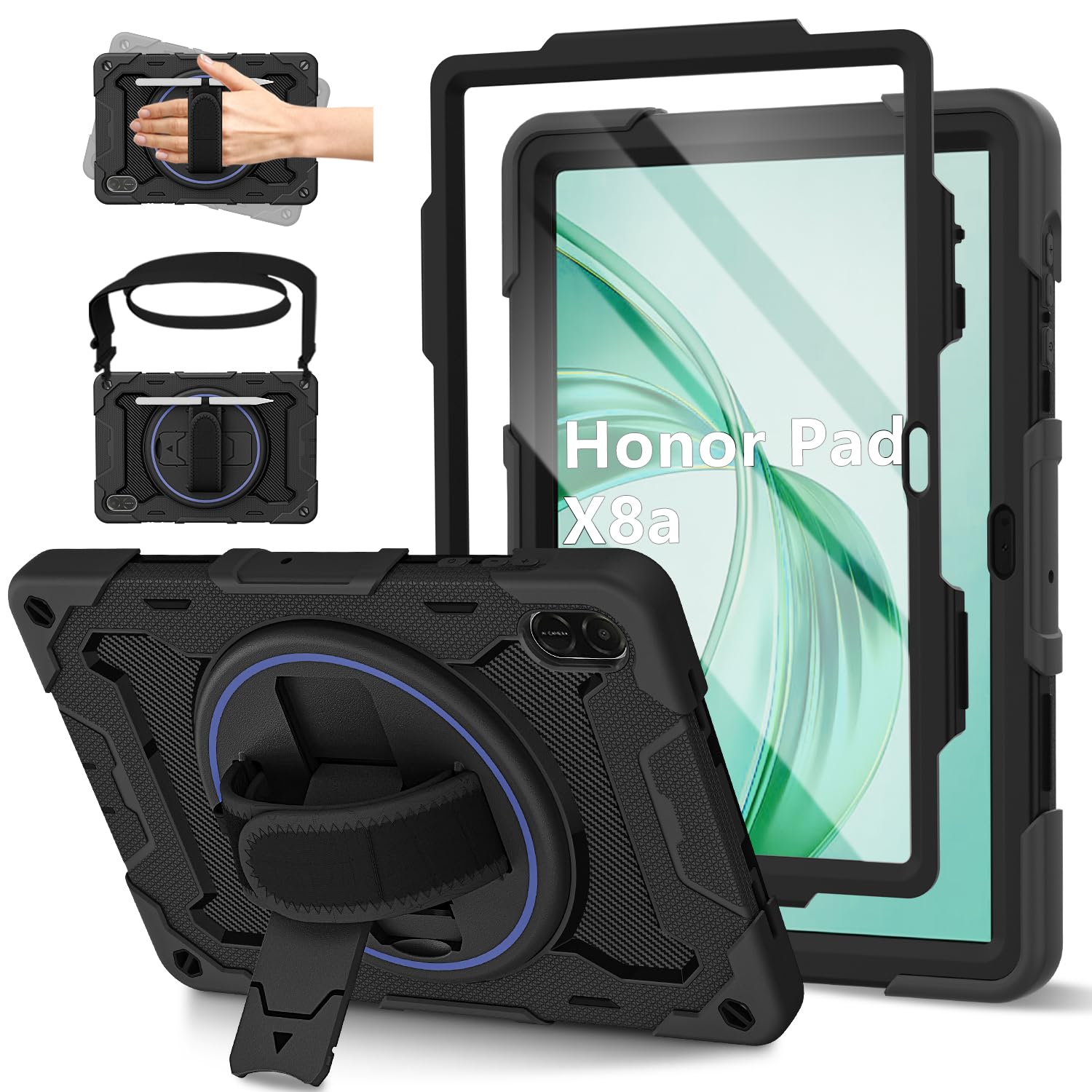 ROSROME Honor Pad X8a Case 11" 2024 – Shockproof Cover with 360 Stand