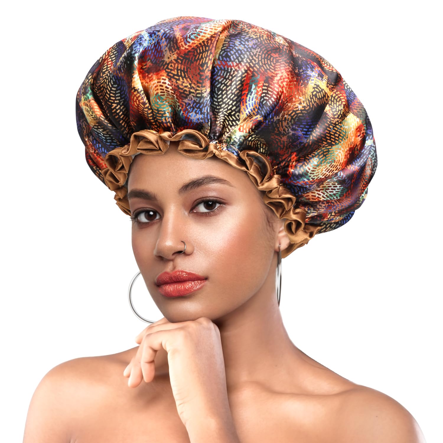 Reusable Shower Cap | Waterproof Floral Bath Hat for Long Hair