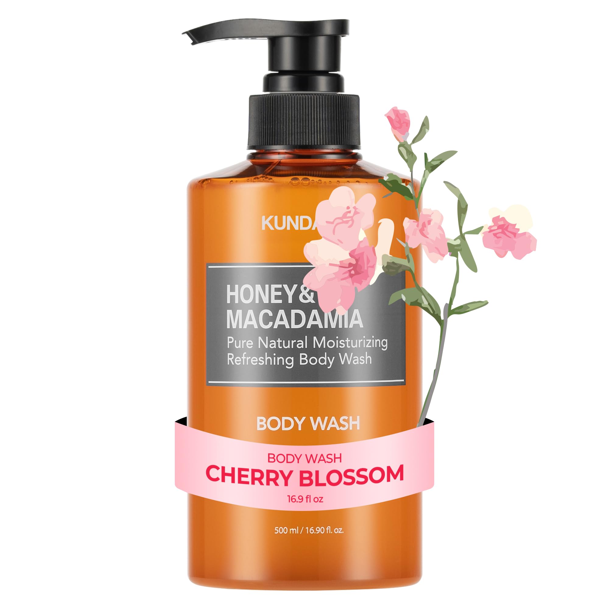 KUNDAL Pure Body Wash – Cherry Blossom pH Balanced Natural Cleanser 500ml