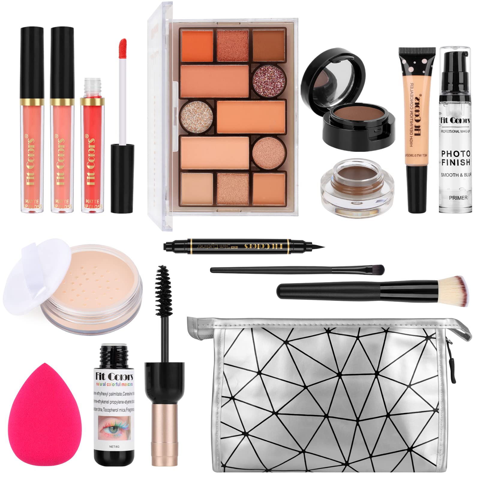 Fenshine All-in-One Makeup Starter Kit with Travel Bag - 13 Piece Set