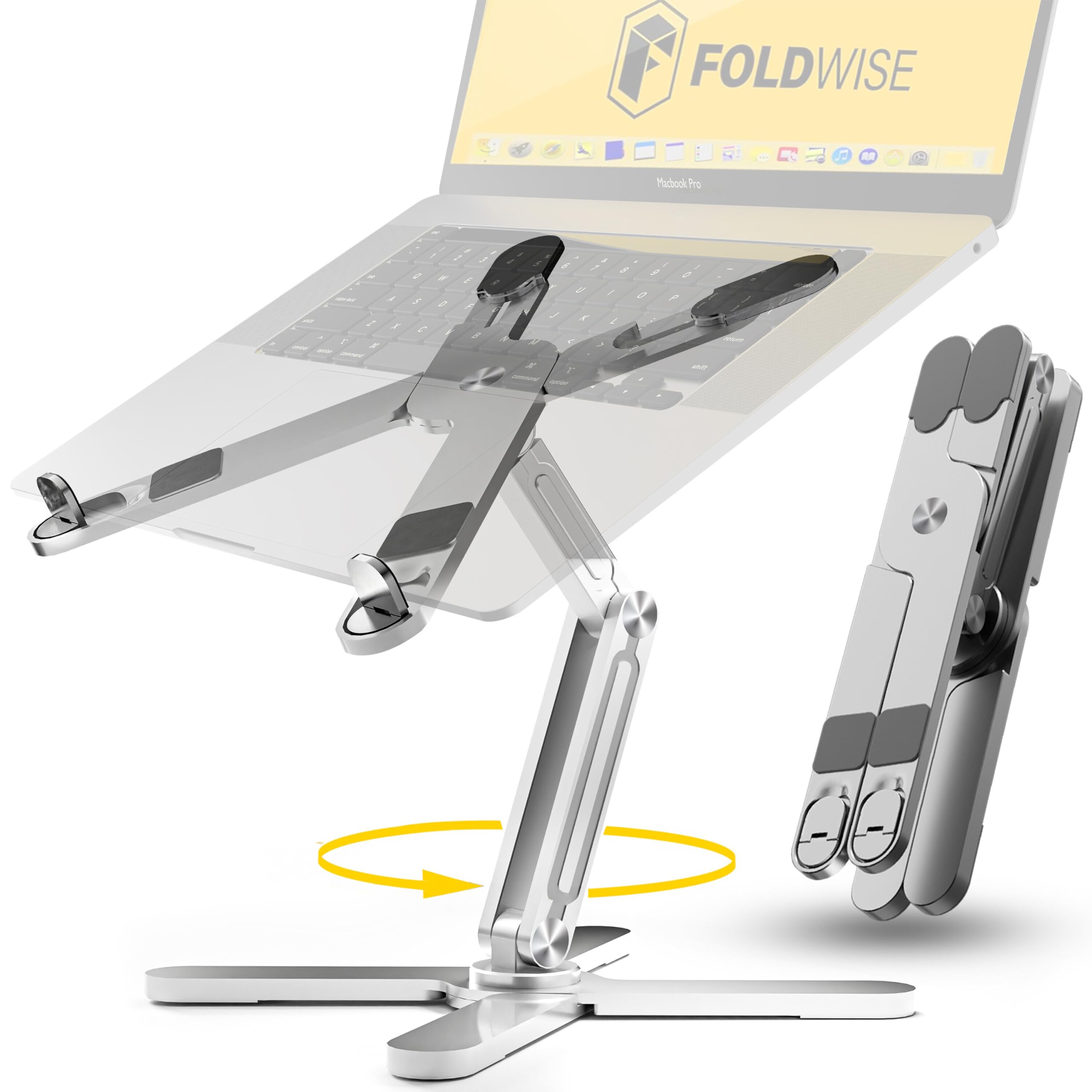 FoldWise X Aluminum Laptop Stand | 360° Rotating & Adjustable Riser