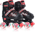 ERNAN Kids Roller Skates | 4 Size Adjustable Light Up Wheels - Red