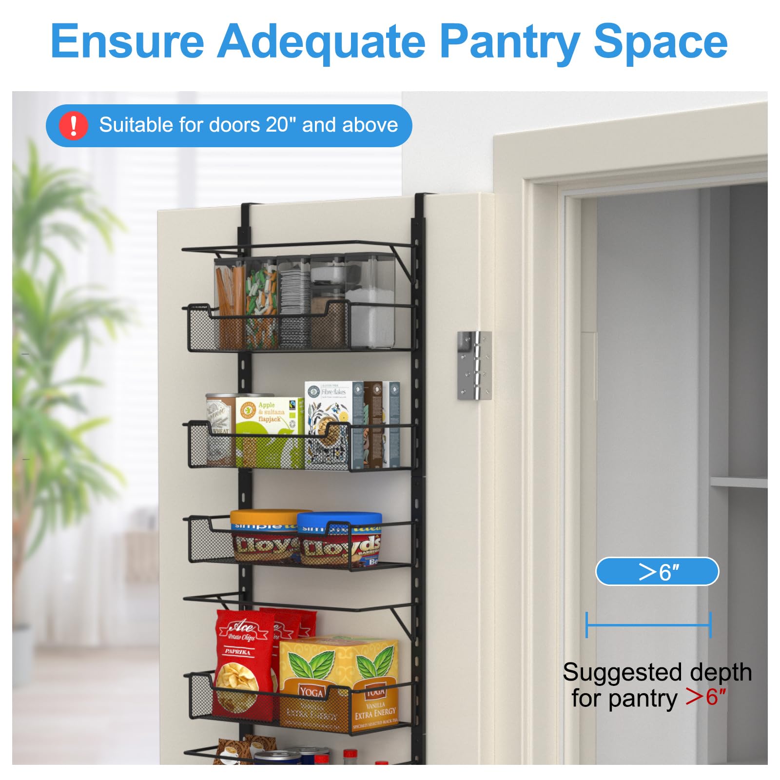 VyGrow 6-Tier Over the Door Pantry Organizer – Adjustable Metal Spice Rack