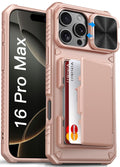 Vihibii iPhone 16 Pro Max Wallet Case with RFID Blocking – Rose Gold