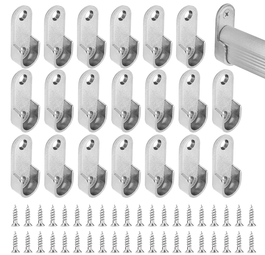 Oval Wardrobe Hanging Rail Rod Pole Socket, Stainless Steel Pipe Bracket, Wall Mount End Supports for Closet Curtain 16mm 20Pcs - image 1