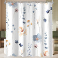 Lerores Blue Flower Shower Curtain – Anti-Mould Polyester (240 x 200 cm)