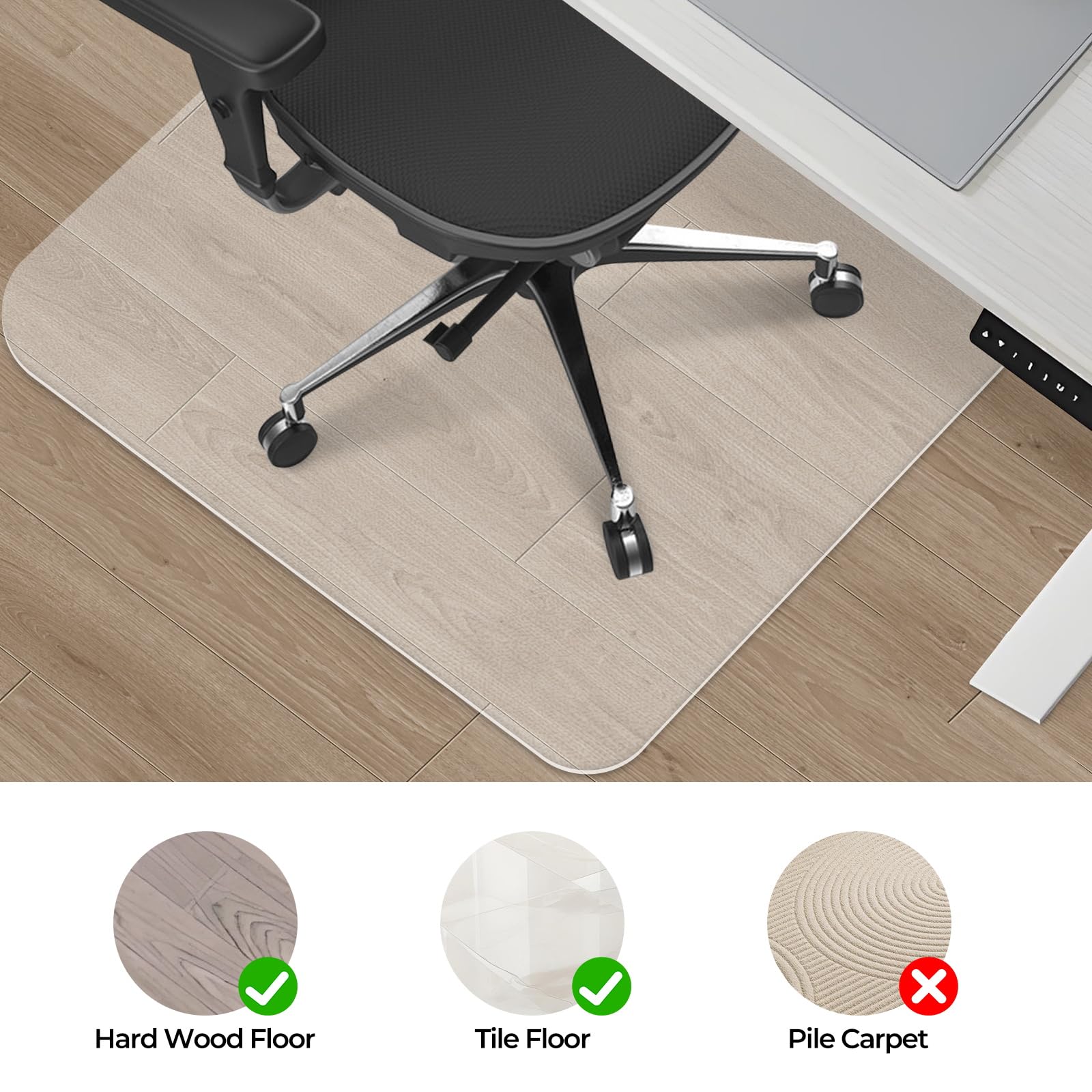 PVC Chair Mat for Hardwood Floors | 47x36" Floor Protector