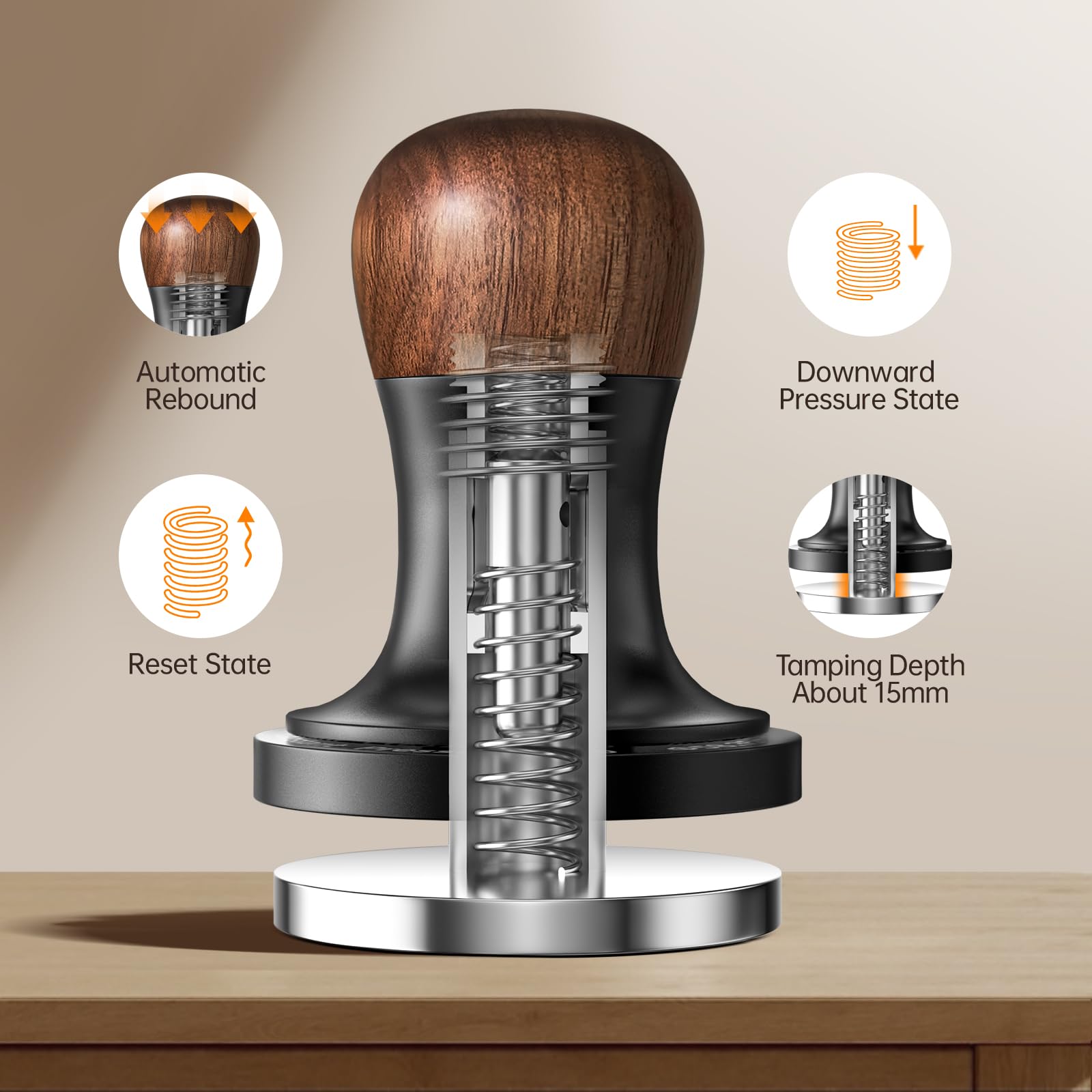 MHW-3BOMBER 58mm Calibrated Espresso Tamper – Titanium 2.0 Click Feedback