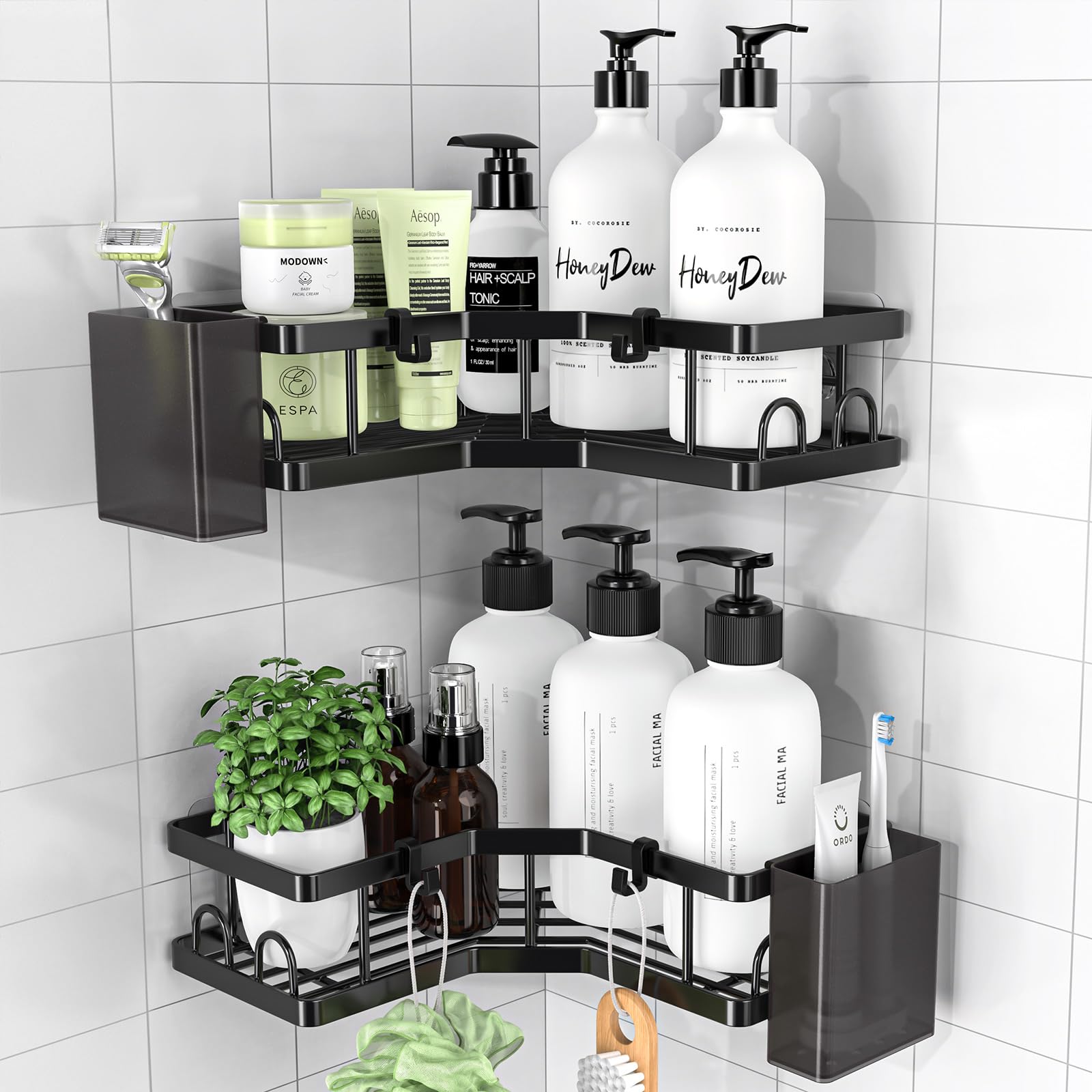 PKBD Corner Shower Caddy 2-Pack | Rustproof Stainless Steel Storage Rack
