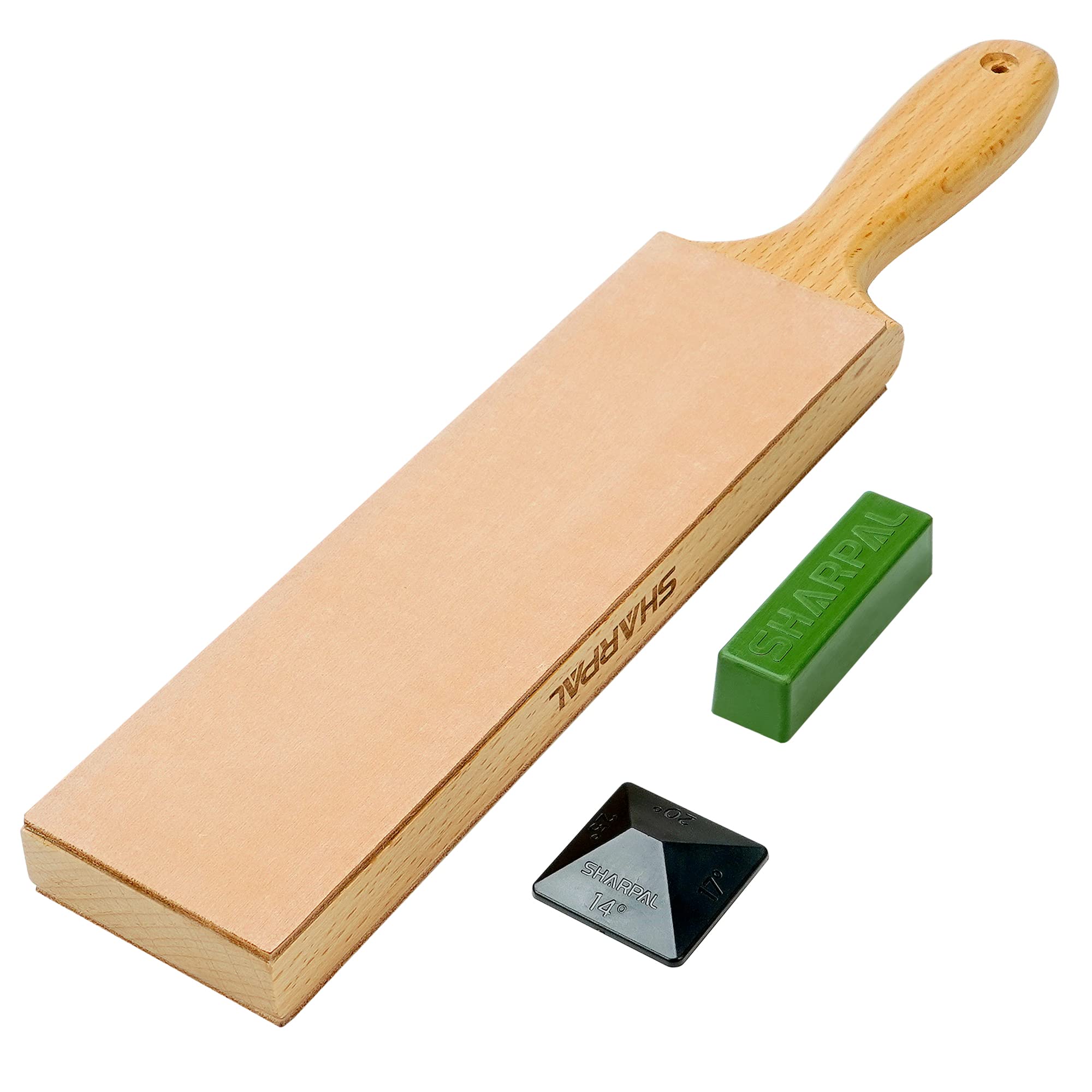 Sharpal Leather Strop Kit – Genuine Cowhide Knife Honing Block with Compound
