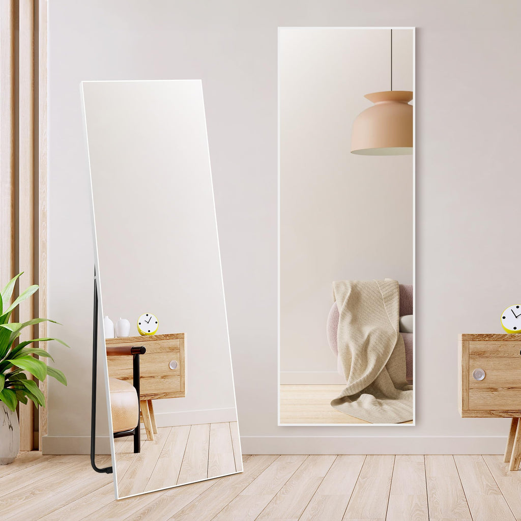 Hoikwo Full Length Mirror – 59x20" White Frame Standing & Wall Mirror