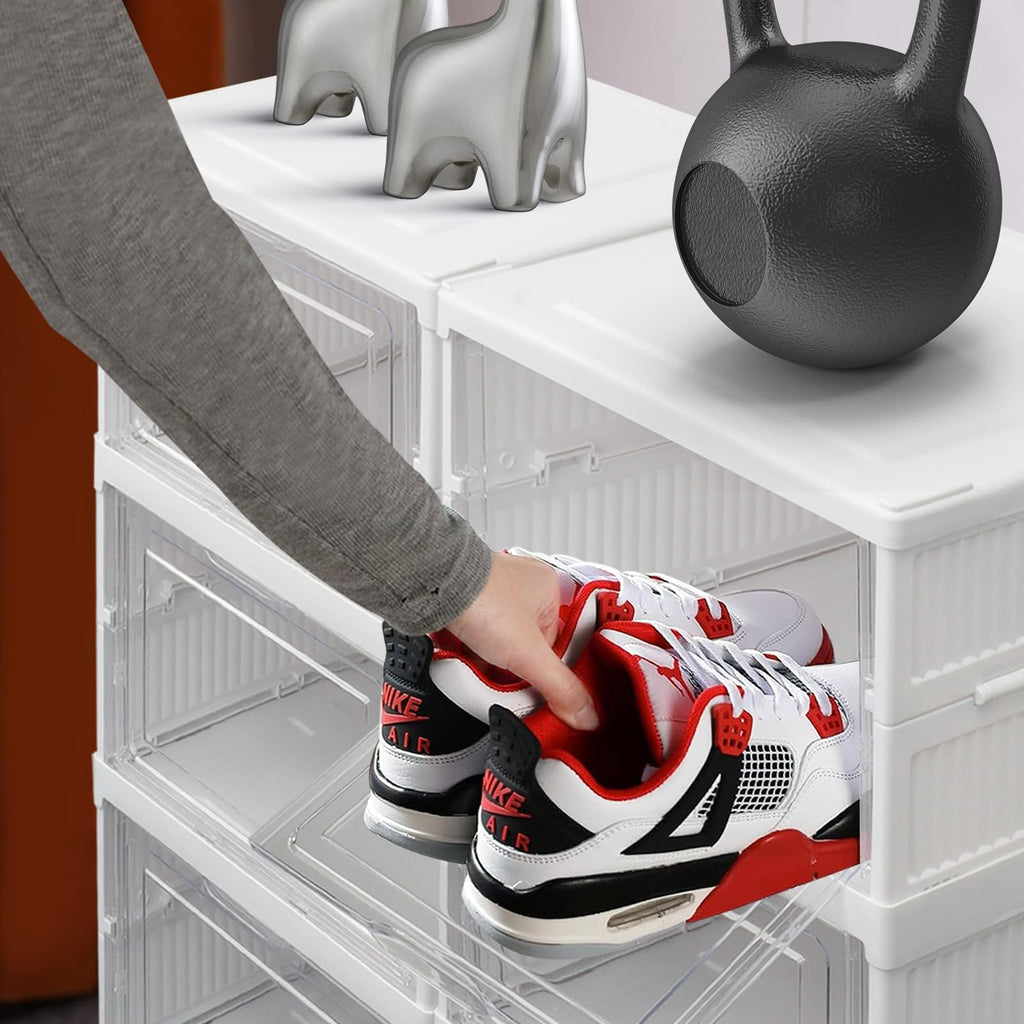 12PCS Stackable Shoe Storage Box | Clear Magnetic Foldable