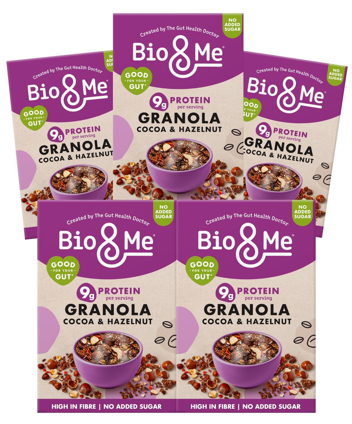 Bio&Me Cocoa Hazelnut Gut-Loving Granola – Vegan & High Fibre (5-Pack)