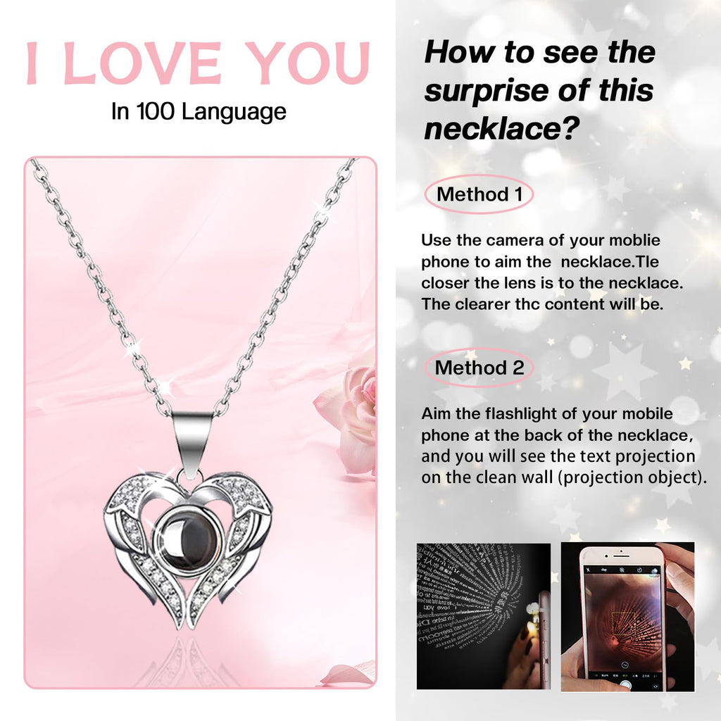 Firestyle Preserved Real Rose Gift Box with 100 Languages Love Necklace