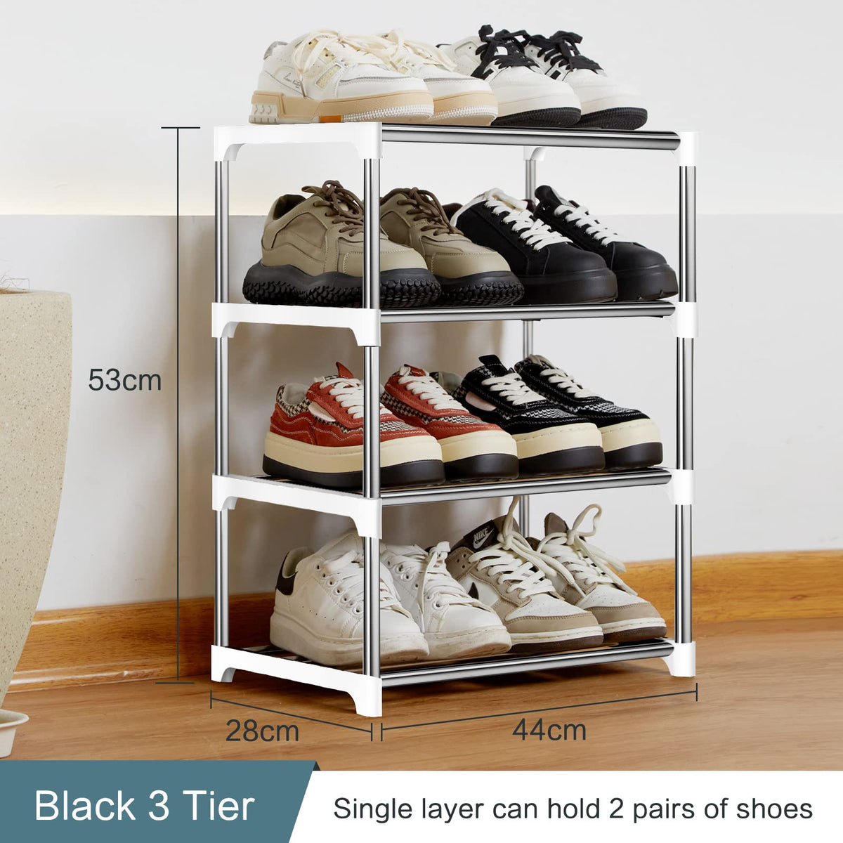 OLYREO White Small Shoe Rack 4 Tier Shoe Racks Storage for Hallway, Closet - image 2