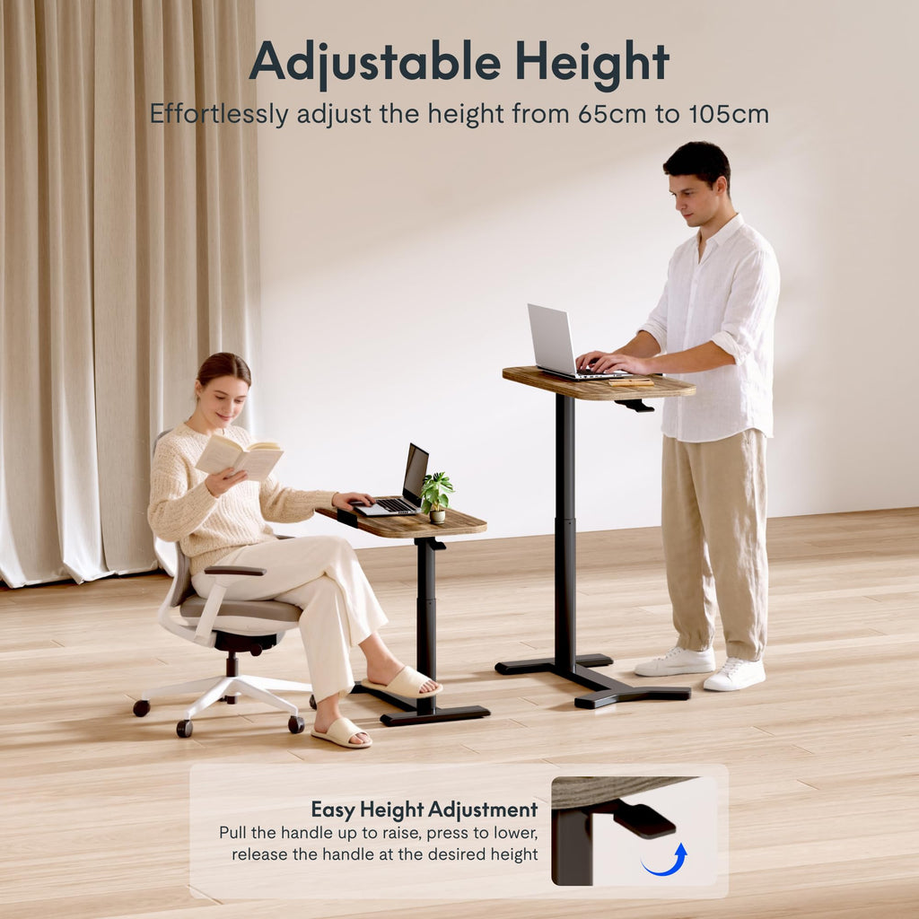 FLEXISPOT Overbed Table with Wheels, Adjustable Height Bedside Table, Rolling Laptop Desk for Bed Sofa, Small Standing Desk 75 x 40 cm - image 2