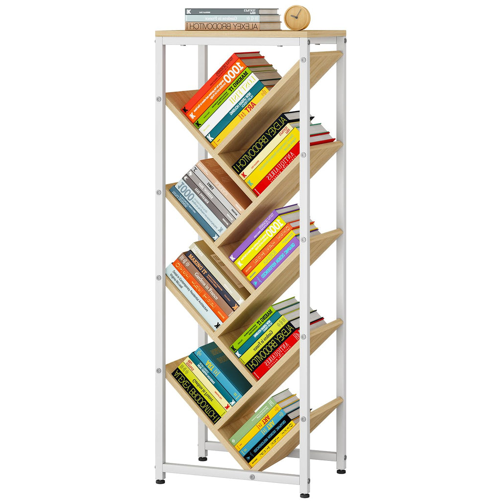 IBUYKE 9 Tier Tree Bookshelf with Top Shelf,Natural TBC002N