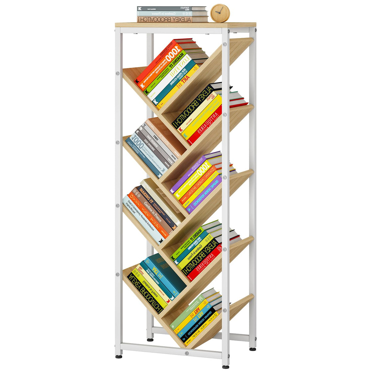 IBUYKE 9 Tier Tree Bookshelf with Top Shelf,Natural TBC002N
