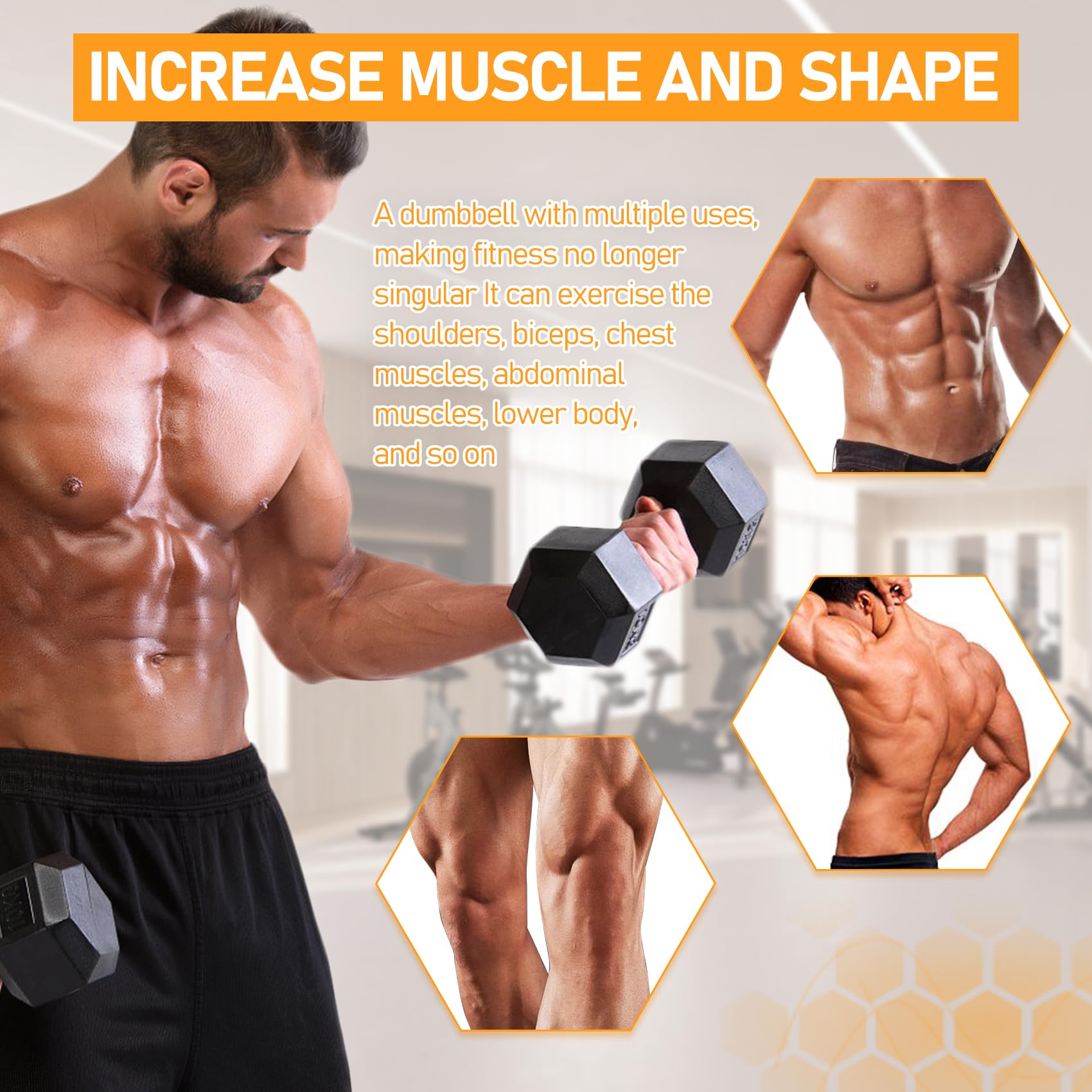 Active Forever Rubber Hex Dumbbells Set of 2 | 10kg Non-Slip Weights