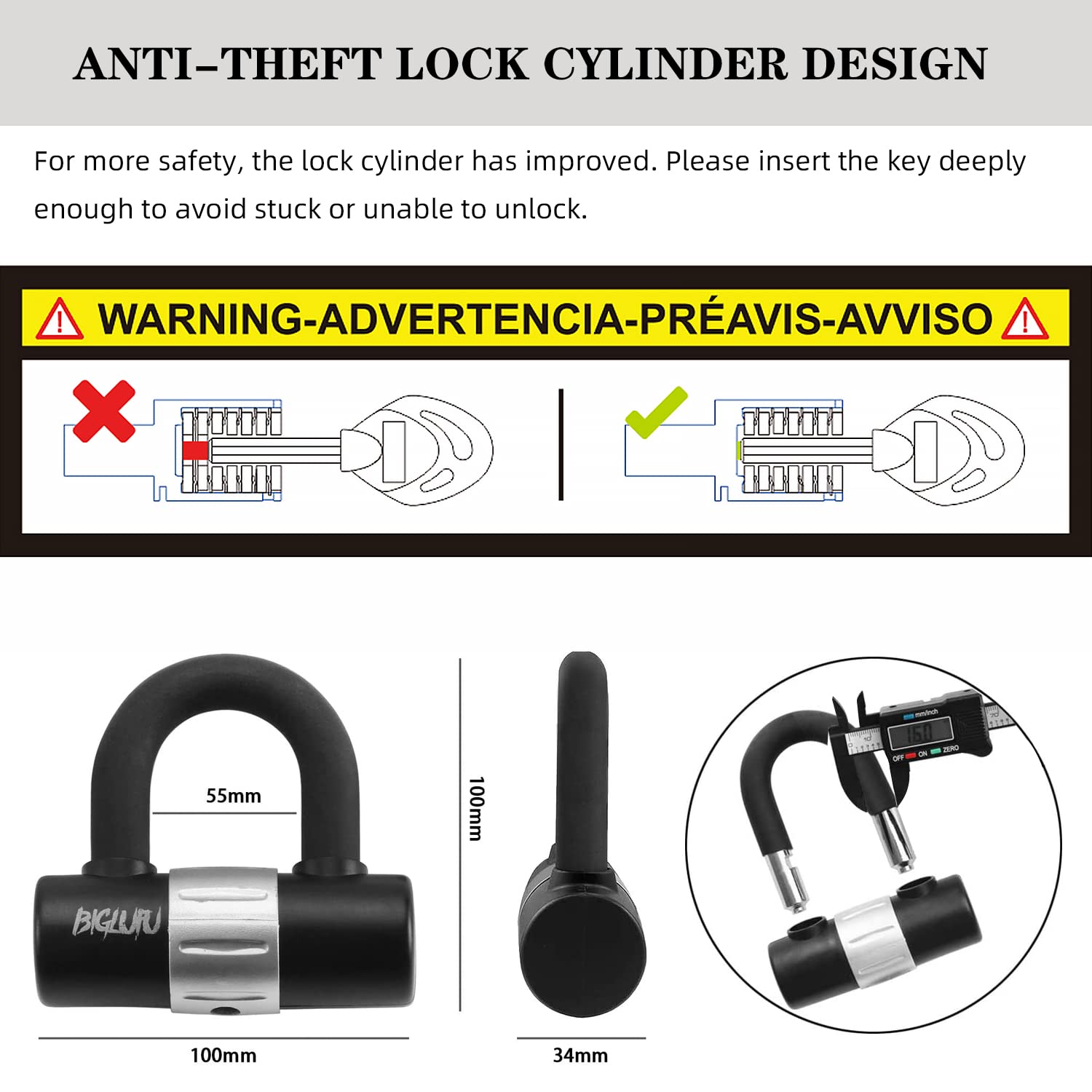 BIGLUFU Heavy Duty Motorcycle Chain Lock | 10mm Cut Proof Steel with U-Lock