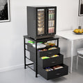 EUNEWR Mini Fridge Stand with Storage, 55 x 55 x 75 cm Mini Fridge Table Heavy Duty with 3 Drawer