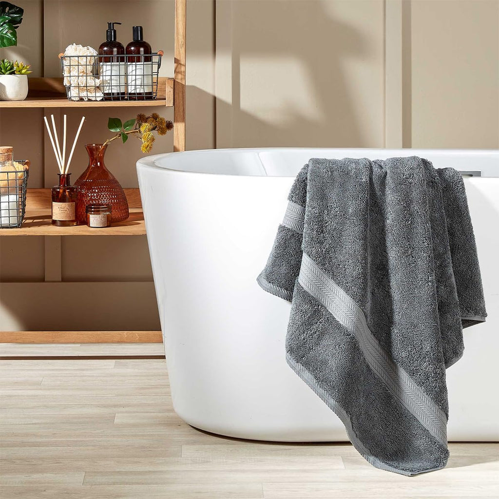 Christy Renaissance 2 Bath Towels Set | Ash Grey | 100% Egyptian Cotton Pile | Luxuriously Soft and Super Absorbent | 675 GSM - image 5