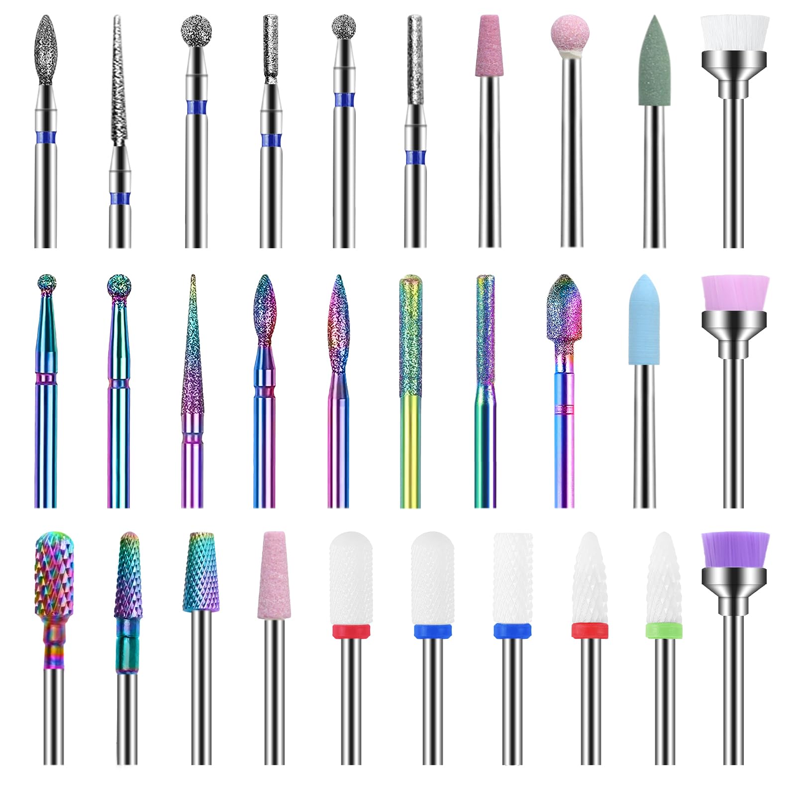 HEYMKGO 30pcs Tungsten Carbide Nail Drill Bits Set | 3/32" Efile Kit