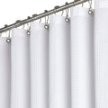 BTTN White Waffle Shower Curtain | Heavy Duty Weighted Waterproof Fabric