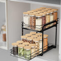AIRUJIA 2-Tier Pull Out Cabinet Spice Rack | Height Adjustable Metal Shelf
