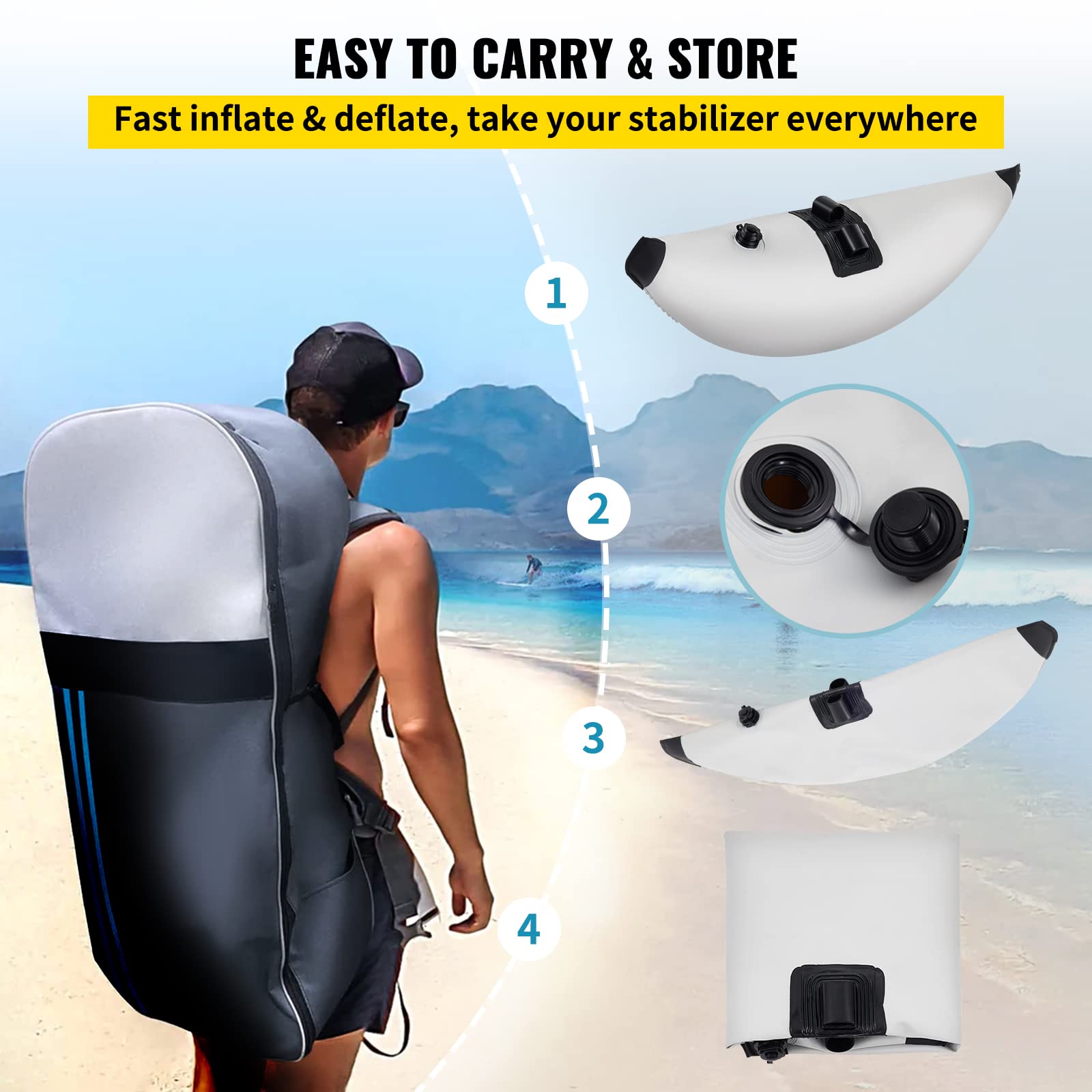 VEVOR Kayak Outrigger Stabilizer | 2 PCS Inflatable PVC Float System