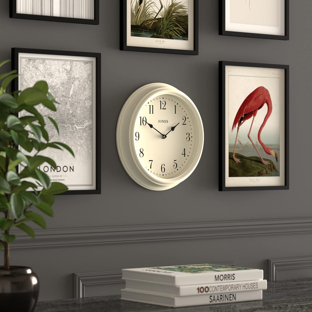 Jones Clocks Venetian Wall Clock – 30cm Classic Round White Design