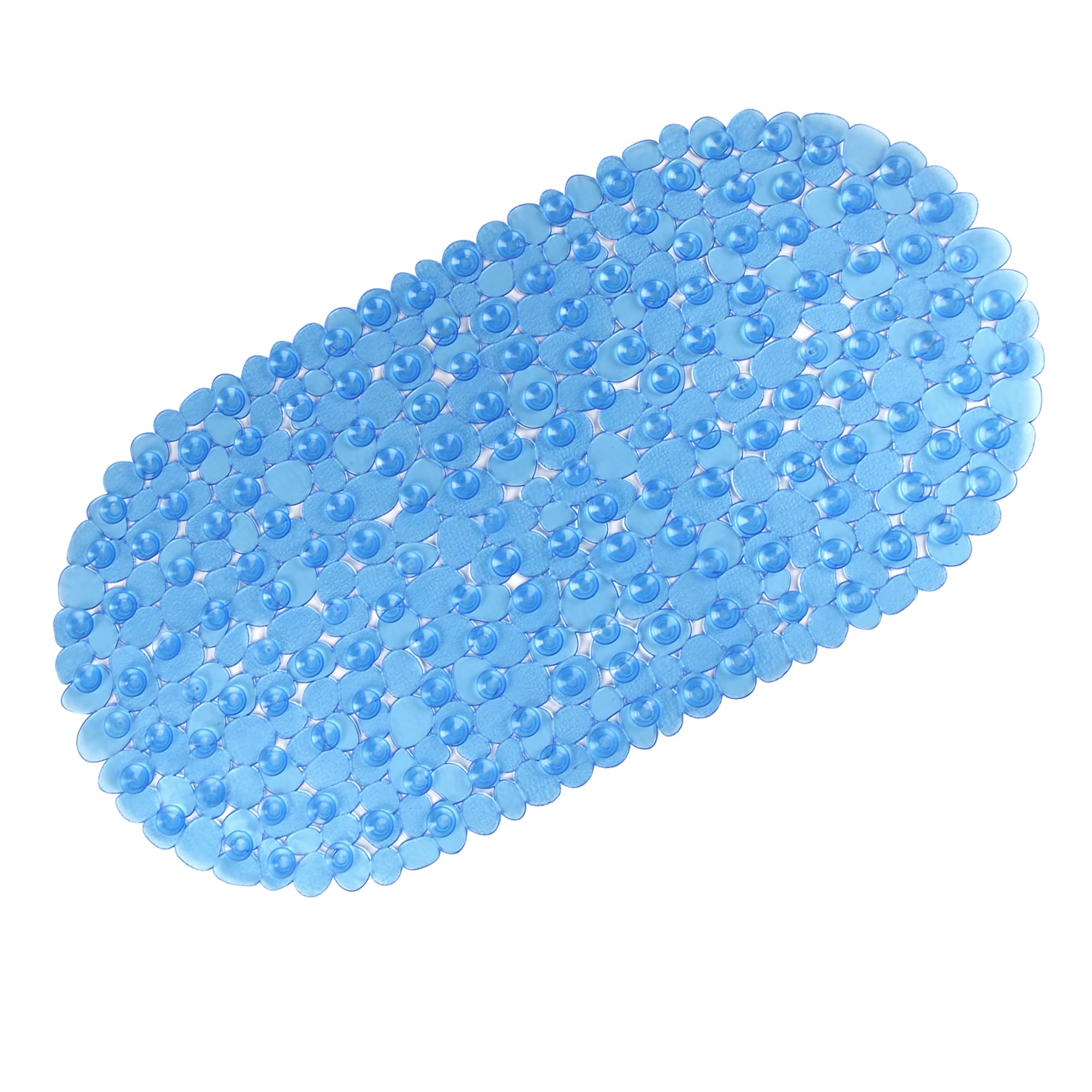 WELTRXE Non-Slip Pebble Bath Mat | Blue PVC Anti-Mould Shower Mat