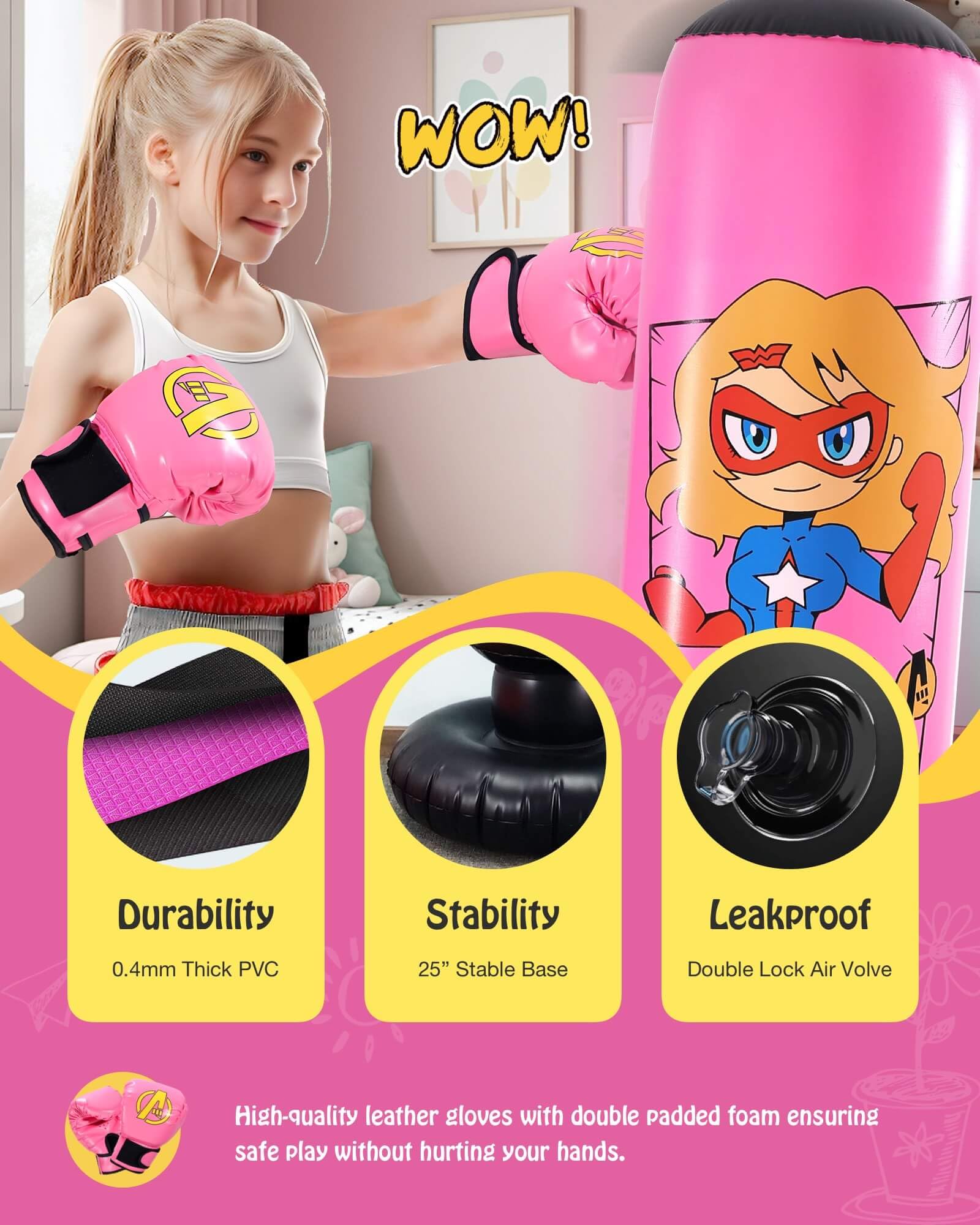 Kids Inflatable Punching Bag Set | 66" Karate & Boxing Kit
