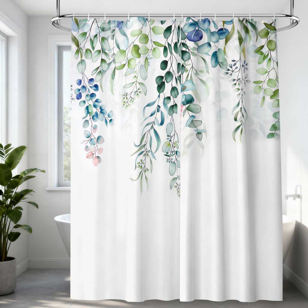 HAGOT Shower Curtain, Water and Mould Resistant Bathroom Curtain, Polyester Machine Washable Fabric, Bath Curtain with Hooks, 180 x 180 cm - image 1