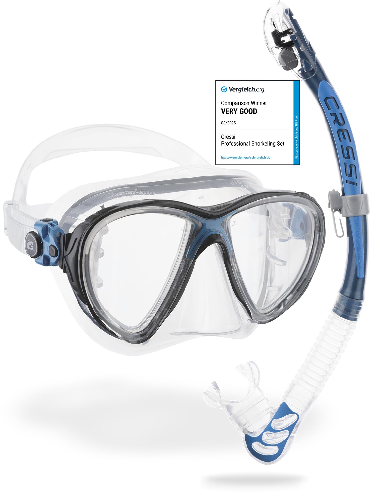 Cressi Big Eyes Evolution Snorkel Set – Ultra Dry Mask and Snorkel