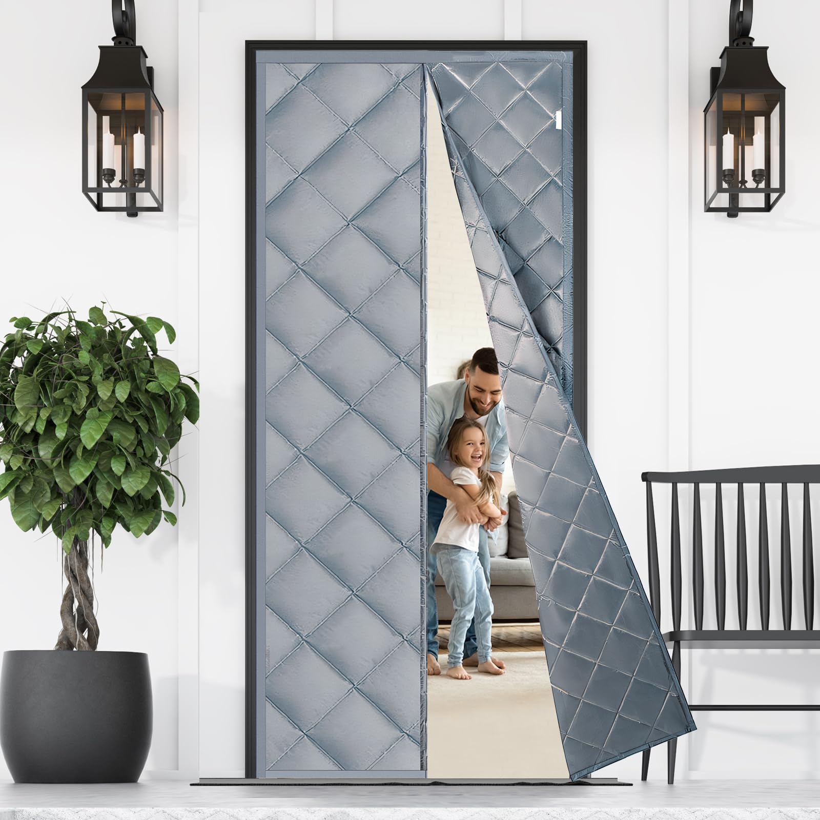 Awaken Honest Magnetic Thermal Insulated Door Curtain – Grey, 90x210cm