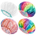 Mikimini XL Waterproof Shower Caps – 4 Pack Reusable Rainbow Sparkle