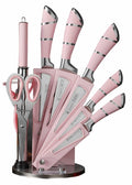 Ever Rich 9-Piece Stainless Steel Kitchen Knife Block Set - Pink