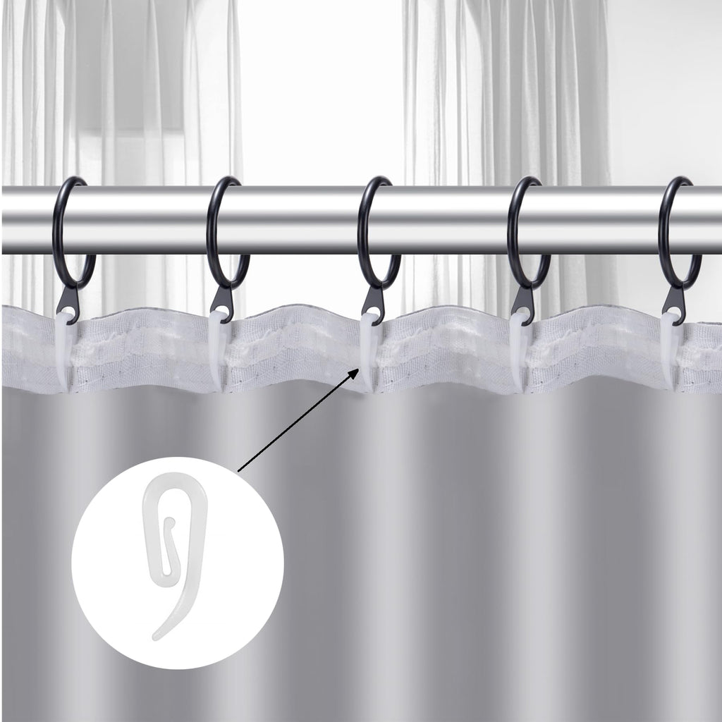 White Plastic Curtain Hooks for Door Window Curtain Header Tape Drapery Hooks 2.8x1.2cm 50PACK - image 4