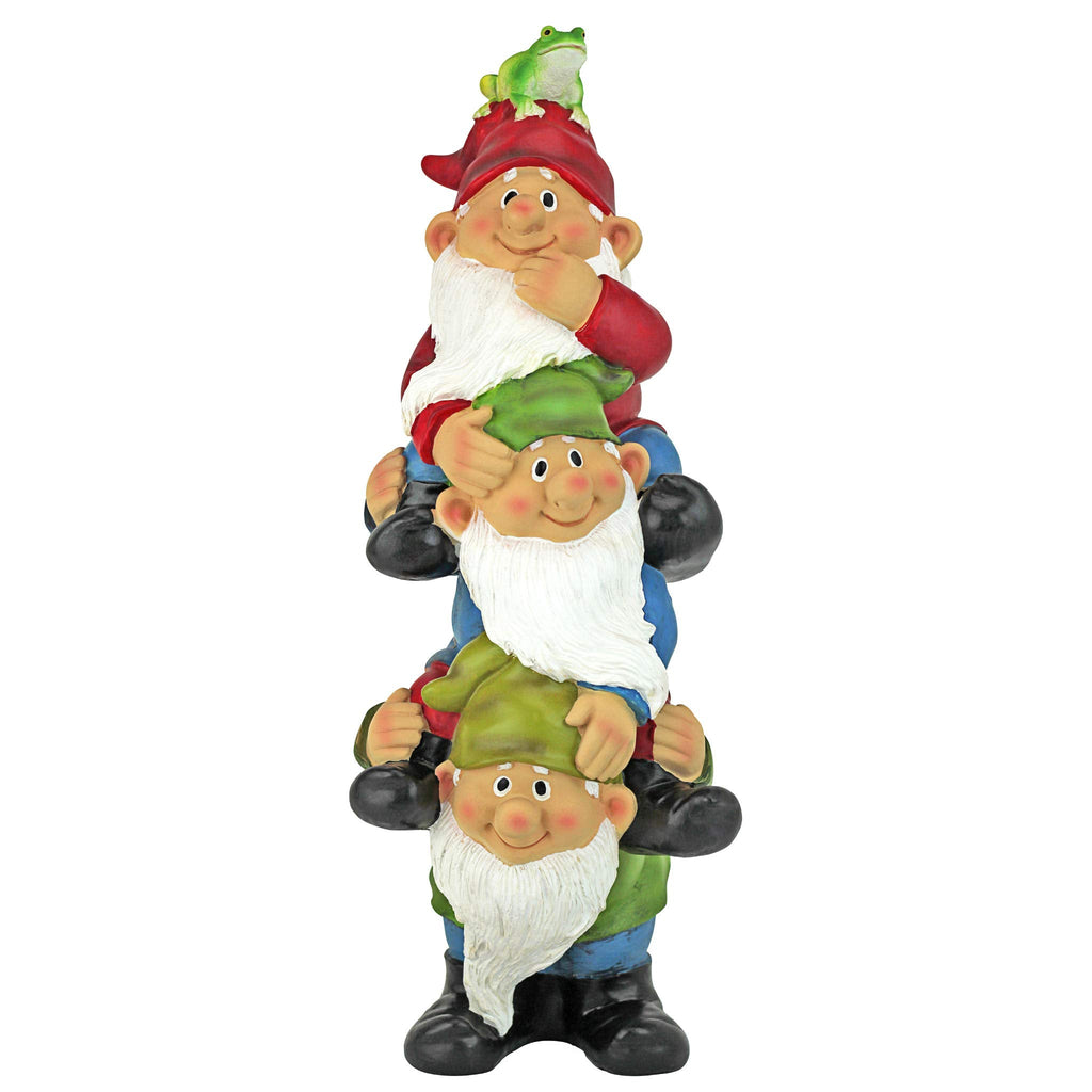 Design Toscano Tower of Three Garden Gnomes - Funny Outdoor Lawn Statue