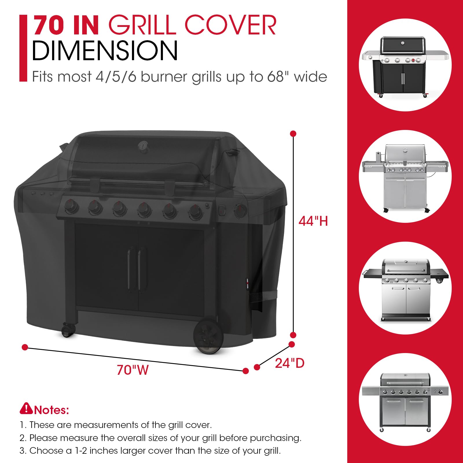 Unicook 70 Inch BBQ Cover – Heavy Duty Waterproof UV Resistant Grill Cover